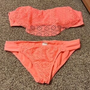 Hot Water Coral Lace Bikini Set
